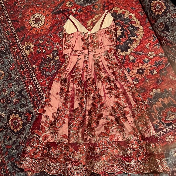 NWT- RED & GOLD SZ:L EMBROIDERED MIDI DRESS by AZBRO - Picture 6 of 14